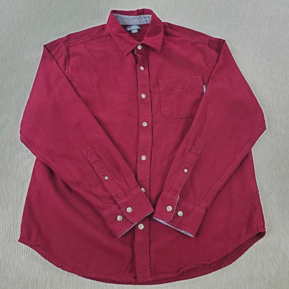 Eddie Bauer Men's Red Shirt Long Sleeve Large Button Up Soft Casual